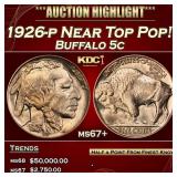 IC 1926-p Buffalo Nickel Near Top Pop! 5c ms67+ SE