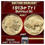 YC 1913-p Ty I Buffalo Nickel 5c ms67 SEGS