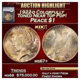 YC 1922-d Peace Dollar Colorfully Toned Near Top P