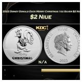 2022 Disney Donald Duck Merry Christmas 1oz Silver