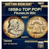 YC 1958-d Franklin Half Dollar TOP POP! 50c ms67+
