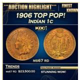 1906 Indian Cent TOP POP! 1c ms67 rd SEGS