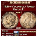 1921-p Peace Dollar Colorfuly Toned $1 ms64+ SEGS