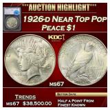 1926-d Peace Dollar Near Top Pop! $1 ms67 SEGS