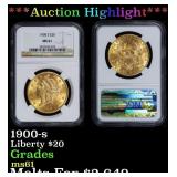 NGC 1900-s Gold Liberty Double Eagle $20 ms61 NGC