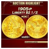 1905-p Gold Liberty Quarter Eagle $2 1/2 ms65+ SEG