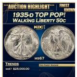 IC 1935-d Walking Liberty Half Dollar TOP POP! 50c