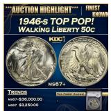 YC 1946-s Walking Liberty Half Dollar TOP POP! 50c