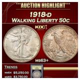 1918-d Walking Liberty Half Dollar 50c Select+ Unc