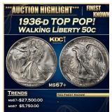 IC 1936-d Walking Liberty Half Dollar TOP POP! 50c