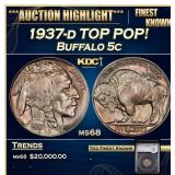 YC 1937-d Buffalo Nickel TOP POP! 5c ms68 SEGS