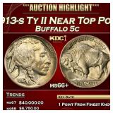 IC 1913-s Ty II Buffalo Nickel Near Top Pop! 5c ms