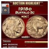 1918-d Buffalo Nickel 5c ms65+ SEGS