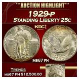 YC 1929-p Standing Liberty Quarter 25c ms67 fh SEG
