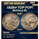1928-p Buffalo Nickel TOP POP! 5c ms67+ SEGS