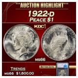 1922-d Peace Dollar $1 ms66 SEGS