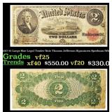 1917 $2 Large Size Legal Tender Note Thomas Jeffer