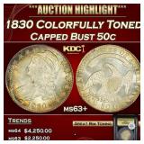 YC 1830 Capped Bust Half Dollar Colorfully Toned 5