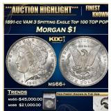 YC 1891-cc VAM 3 Spitting Eagle Morgan Dollar Top