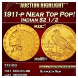 IC 1911-p Gold Indian Quarter Eagle Near Top Pop!