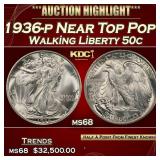 IC 1936-p Walking Liberty Half Dollar Near Top Pop