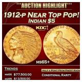 IC 1912-p Gold Indian Half Eagle Near Top Pop! $5