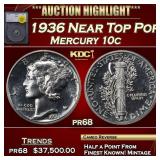 1936 Proof Mercury Dime Near Top Pop! 10c pr68 SEG