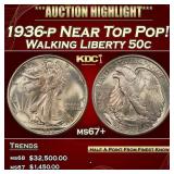 1936-p Walking Liberty Half Dollar Near Top Pop! 5