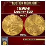 PCGS 1898-s Gold Liberty Double Eagle $20 ms62 PCG
