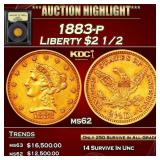 YC 1883-p Gold Liberty Quarter Eagle $2 1/2 Select