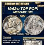 1942-d Mercury Dime TOP POP! 10c ms68+ FSB SEGS
