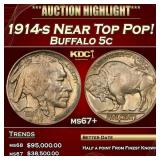 YC 1914-s Buffalo Nickel Near Top Pop! 5c ms67+ SE