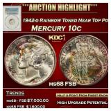 PCGS 1942-d Mercury Dime Rainbow Toned Near Top Po