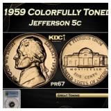 IC PCGS 1959 Proof Jefferson Nickel Colorfully Ton