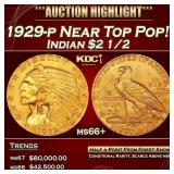 IC 1929-p Gold Indian Quarter Eagle Near Top Pop!
