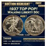 IC 1937 Proof Walking Liberty Half Dollar TOP POP!