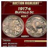 IC 1917-s Buffalo Nickel 5c Choice+ Unc USCG