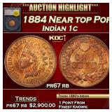 1884 Proof Indian Cent Near top Pop! 1c pr67 rb SE