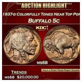 IC 1937-d Buffalo Nickel Colorfully Toned Near Top