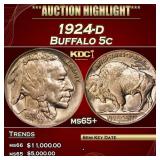 IC 1924-d Buffalo Nickel 5c ms65+ SEGS