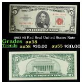1963 $5 Red Seal United States Note Grades Choice