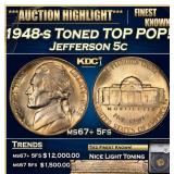 YC 1948-s Jefferson Nickel Toned TOP POP! 5c ms67+
