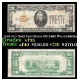 1928 $20 Gold Certificate FR-2402 Woods/Mellon Gra
