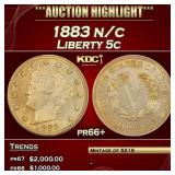 1883 n/c Proof Liberty Nickel 5c pr66+ SEGS