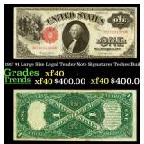 1917 $1 Large Size Legal Tender Note Grades xf Sig
