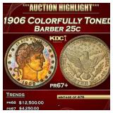 IC 1906 Proof Barber Quarter Colorfully Toned 25c