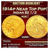 IC 1914-p Gold Indian Quarter Eagle Near Top Pop!