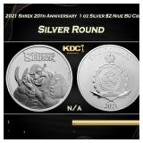 2021 Shrek 20th Anniversary  1 oz Silver $2 Niue B