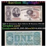 1890 $1 Treasury Note Edwin M Stanton Grades Selec