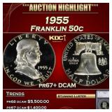 1955 Proof Franklin Half Dollar 50c pr67+ DCAM SEG